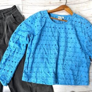 Ichi cotton eyelet blouse